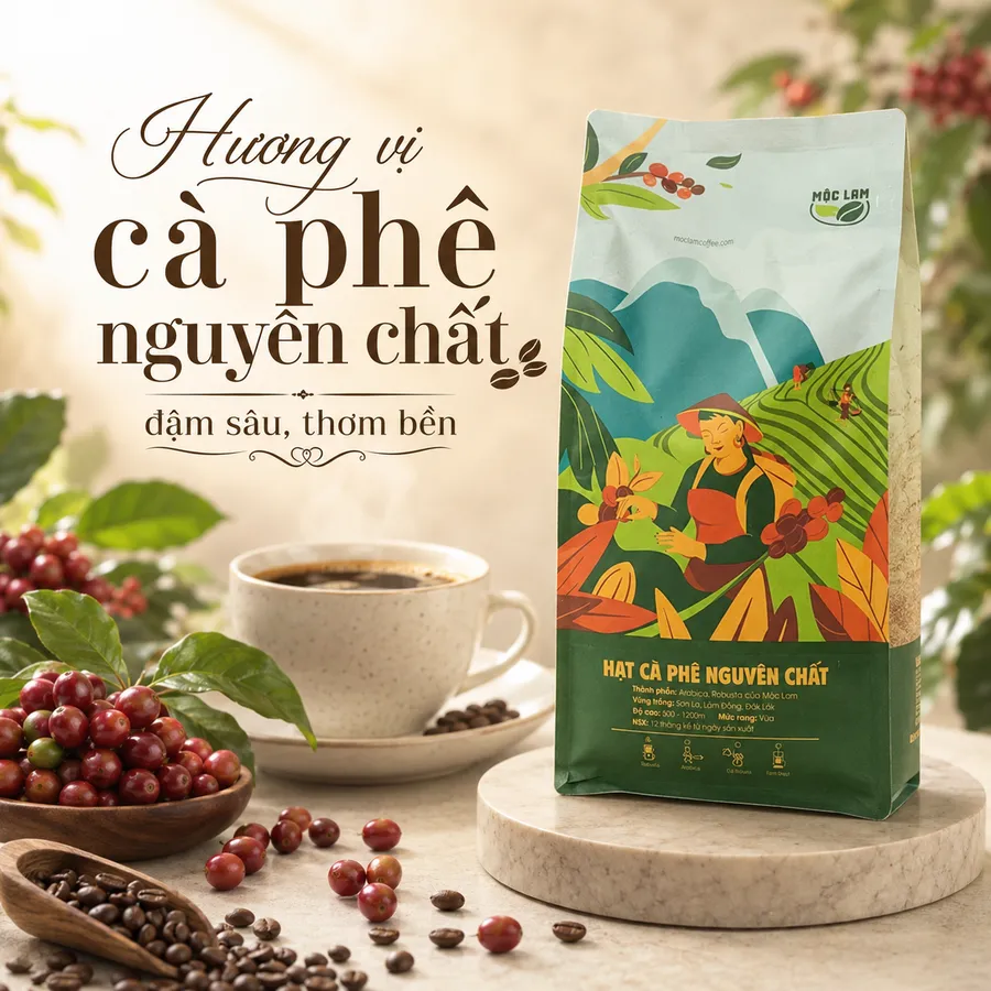 Cà phê hạt tổng hợp nguyên chất (chưa xay)
